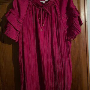 Chicos Ruffle Blouse, new with tags in Botanic Berry